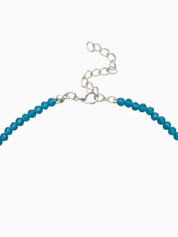 Чокер из бисера &laquo;Хрусталь&raquo;, морской в серебре, 37 см + 5 см доп, цепочка