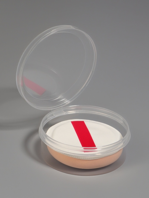 Спонж д/макияжа круг с держат d5см  в пласт футляре латекс белый пакет QF