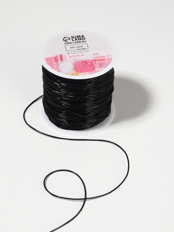 Нить для плетения 100&plusmn;1м d1мм эластичная силикон чёрный АУ
