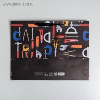 Пакет подарочный крафтовый горизонтальный, упаковка, Happy birthday, L 40 х 31 х 11.5 см