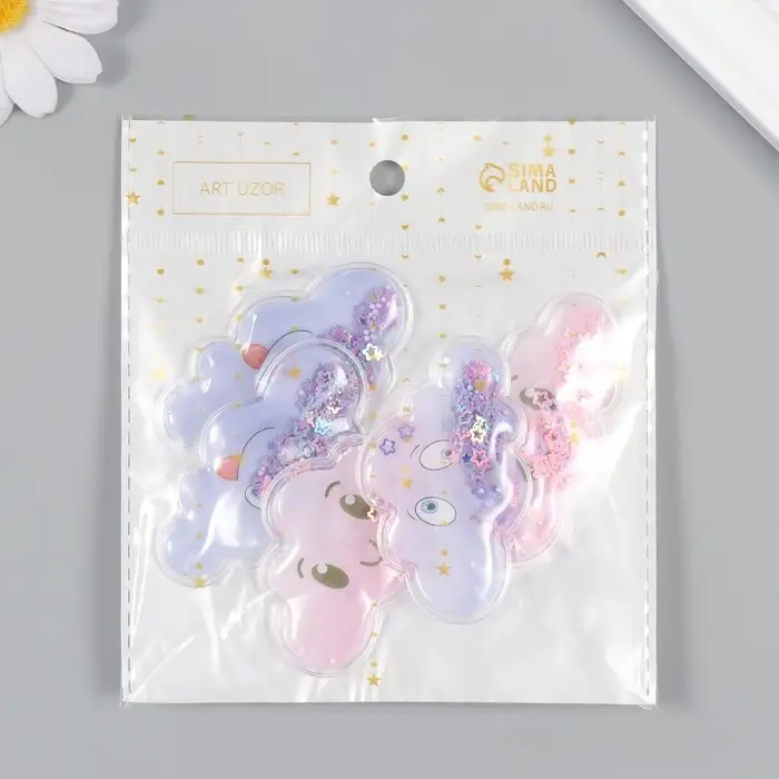 Шейкер для творчества PVC "Облачко" с глиттером МИКС 4х6,5 см