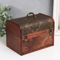 Шкатулка дерево сундук "Золотой орнамент" н-р 3 шт 7,5х12х6,5 11,5х17х10,5 16,5х22,5х15,5 см