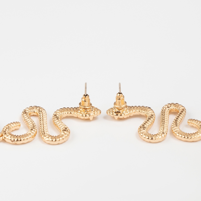 Новый год! Символ года 2025! Серьги со стразами &laquo;Змея&raquo; чарующая сила, цвет белый в золоте