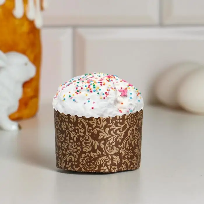 Форма для кулича бумажная Деко-про &laquo;Флора&raquo;, 6&times;4.5 см, коричневая