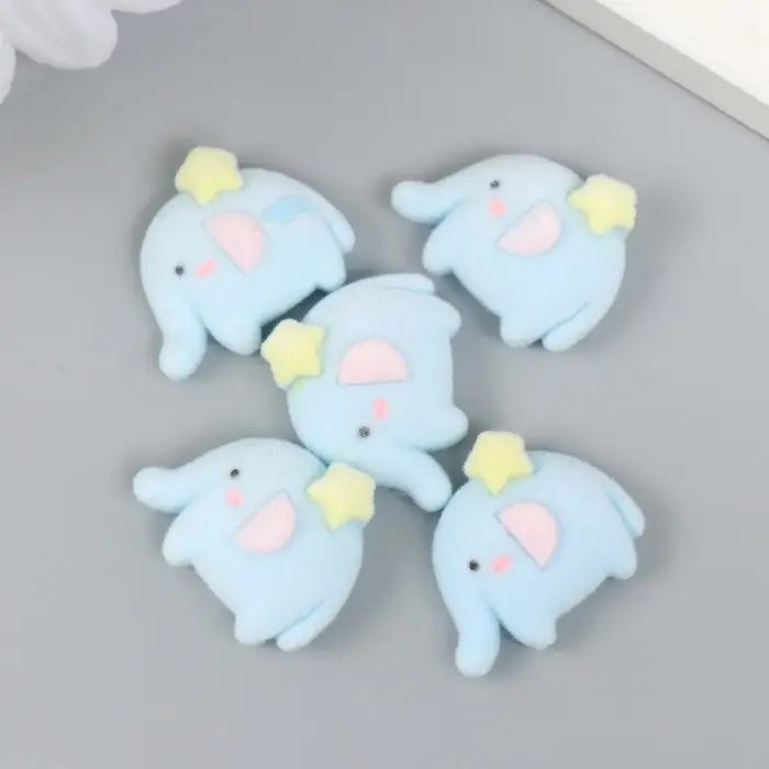 Декор для творчества бархатное напыление "Слонёнок со звёздочкой" 0,6х1,7х2,3 см