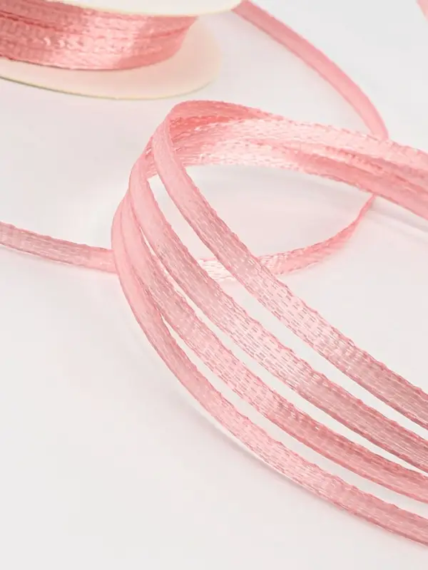 Лента атласная, 3 мм, 45&plusmn;1 м, жемчужно-розовая №135