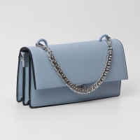 Цепочка для сумки, с карабинами, металлическая, плоская, плотное плетение, 15 &times; 10 мм, 30 см, цвет серебряный