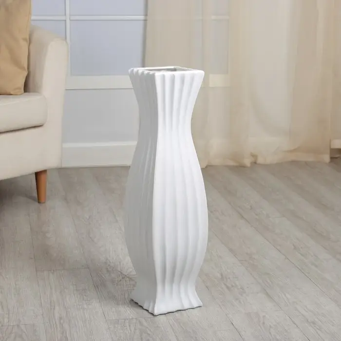 Ваза керамика напольная &laquo;Седар&raquo;, полосы, напольная, 17&times;75 см, белый МИКС