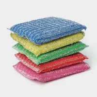 Губка для посуды Доляна, со стальной стружкой, 12&times;9&times;1.5 см, МИКС