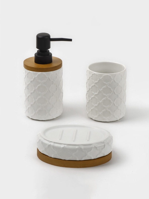 Набор для ванной "Harmony" 3 предмета (мыльница. дозатор для мыла, стакан)