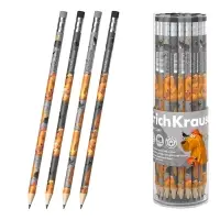 Карандаш чернографитный с ластиком ErichKrause "Happy Capy", НВ, грифель d=2,2 мм, пластик, круглый в тубусе, микс