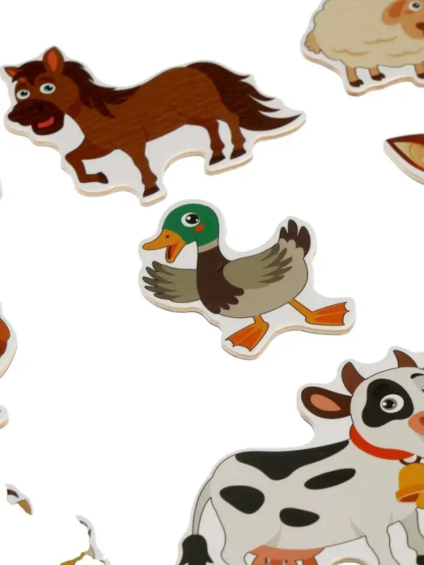 Пазлы для малышей "Ферма" цветные липучки