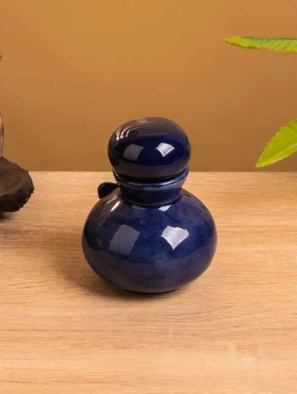 Сосуд для масла "Бабочка" керамика, цв. синий, 8х8х10 см