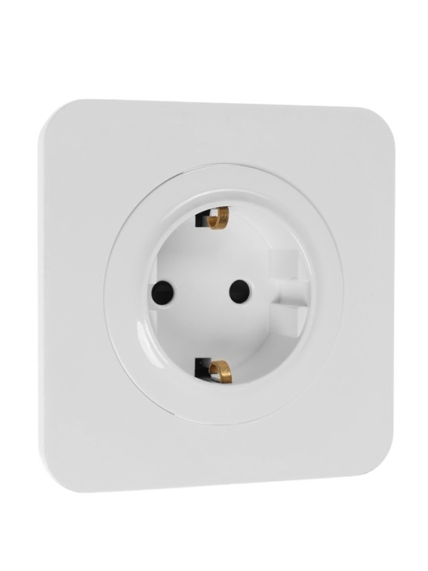 Розетка одноместная, серия "Circular", 16 А, скрытая, с з/к, белая