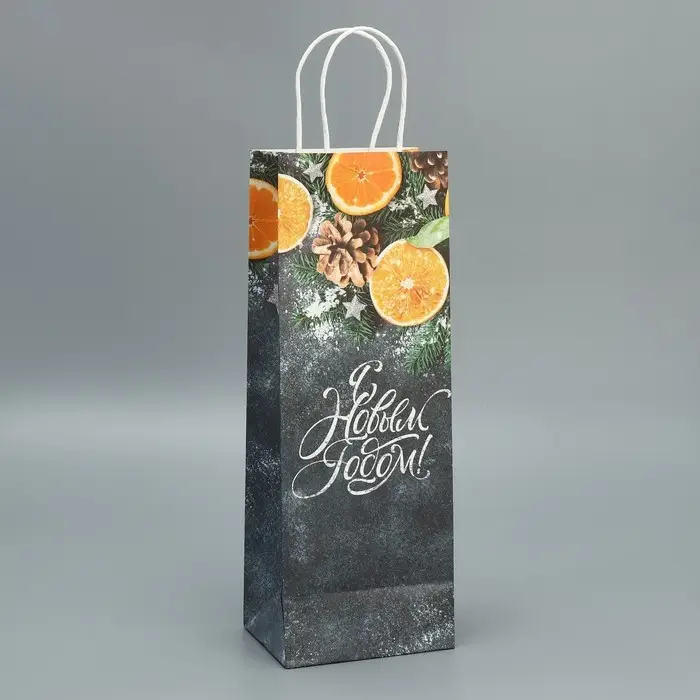 Пакет под бутылку &laquo;Мандарины&raquo;, 13 x 36 x 10 см