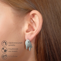 Серьги из полимерной глины &laquo;Акула&raquo;, цвет серый