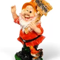 Садовая фигура из полистоуна &laquo;Гном с табличкой WELCOME с петухом&raquo;, 61&times;23&times;36 см, МИКС