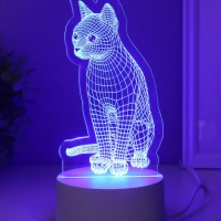 Светильник "Кошка" LED RGB от сети RISALUX 9,5х8,2х17 см