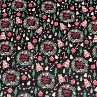 Бумага упаковочная глянцевая &laquo;Рождественские веночки&raquo;, двусторонняя, 70&times;100 см