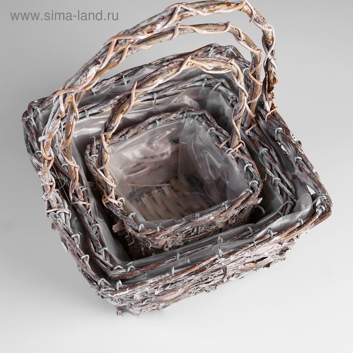 Набор корзин &laquo;Корзиночка&raquo;, 3 шт: 25&times;25&times;14/32 см, 20&times;20&times;14/29 см, 15&times;15&times;12/25 см