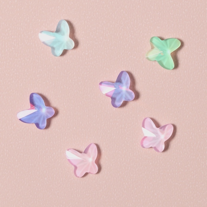 Фигурки для дизайна ногтей &laquo;Витражные бабочки&raquo;, объёмные, разноцветные