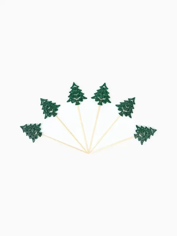 Шпажки "Зеленые елочки", набор 6 шт.