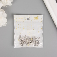 Декор для творчества металл "Три черепа и крылья" серебро набор 5 шт 3,3х2,6х0,2 см