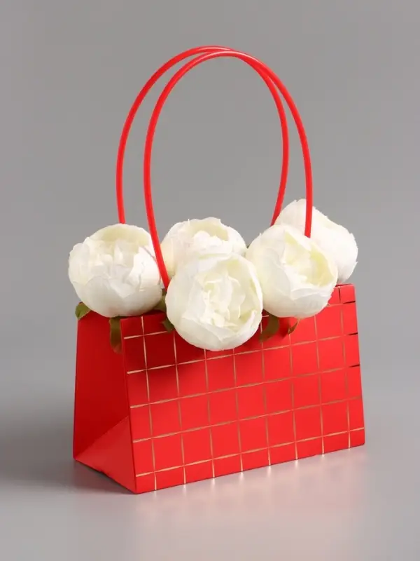 Сумка для цветов влагостойкая, красная 22x10.5x13.5&plusmn;5% см