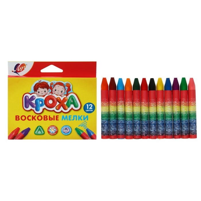 Мелки восковые 12 цветов "Кроха", треугольные