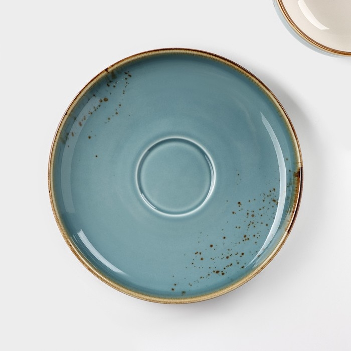 Чайная пара фарфоровая Magistro &laquo;Церера&raquo;, 2 предмета: чашка 250 мл, блюдце d=16,5 см, цвет голубой