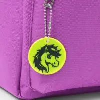 Светоотражающий элемент двусторон голова лошадки 4,7*4,7см цепочка салатовый АУ