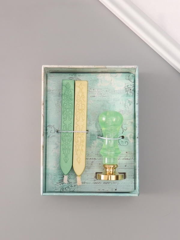 Сургучный набор "Растительный венок" печать, ручка, сургуч 12,5х10х3,6 см