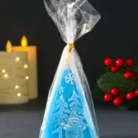 Свеча новогодняя пирамида "Снеговик"12х6,5мм, голубой