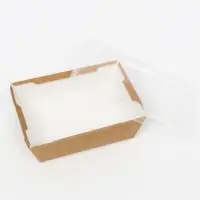 Контейнер с прозрачной крышкой, крафт, 0,4 л, 14,5 х 9,5 х 4, 5 см