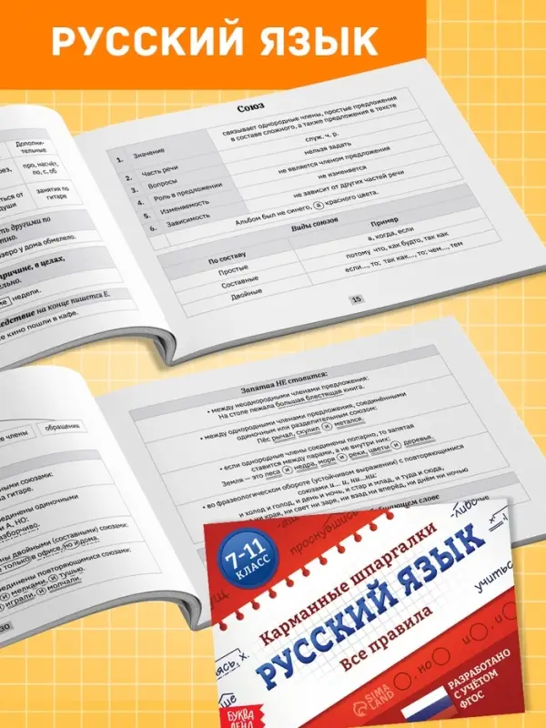 Набор книг &laquo;Карманные шпаргалки для 7-11 класса&raquo;, 4 книги по 64 стр.