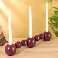 Подсвечник на 3 свечи &laquo;Бусы&raquo;, с 7 сферами, 44&times;8&times;8 см, баклажановый