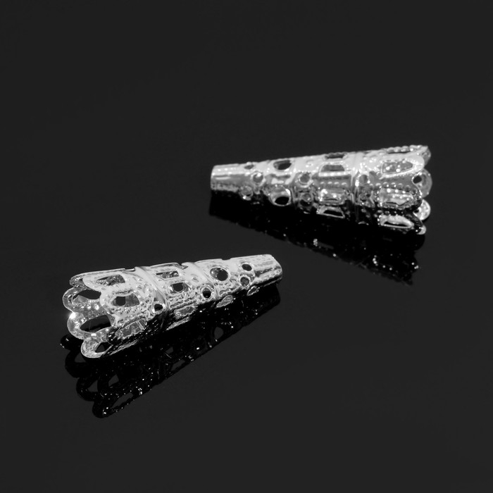 Шапочки для бусин (набор 10 шт.), СМ-103-1, 22&times;9 мм, цвет серебро
