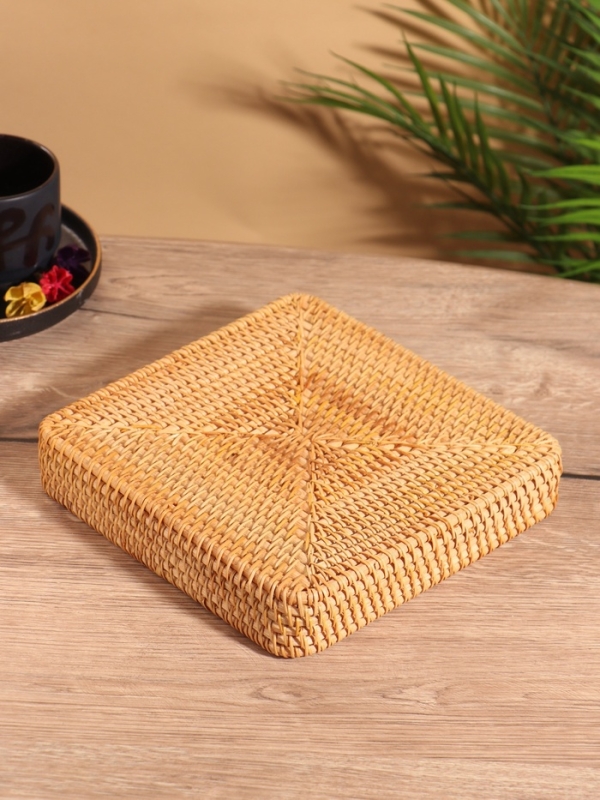 Поднос, 21х21х4 см, ротанг