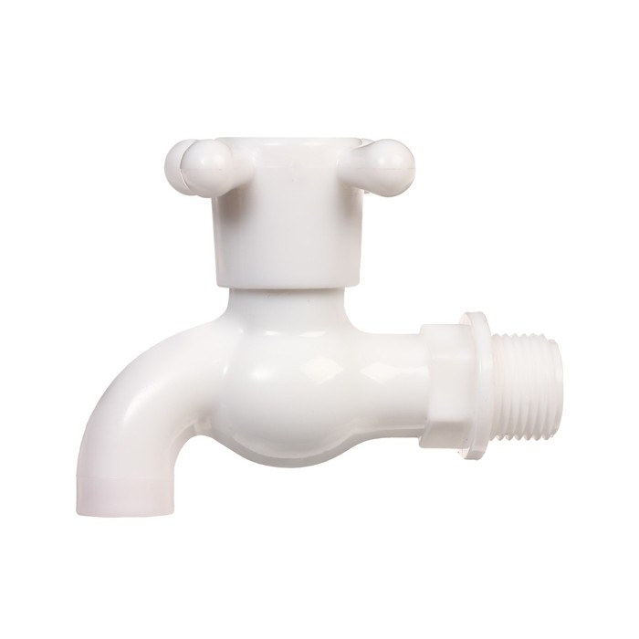 Кран, наружная резьба 1/2" (12 мм), для шланга 1/2" (12 мм), пластик, Greengo