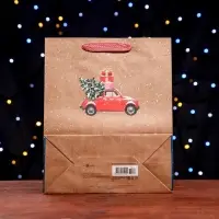 Пакет подарочный "Машина с подарками" 26 х 32 х 12 см