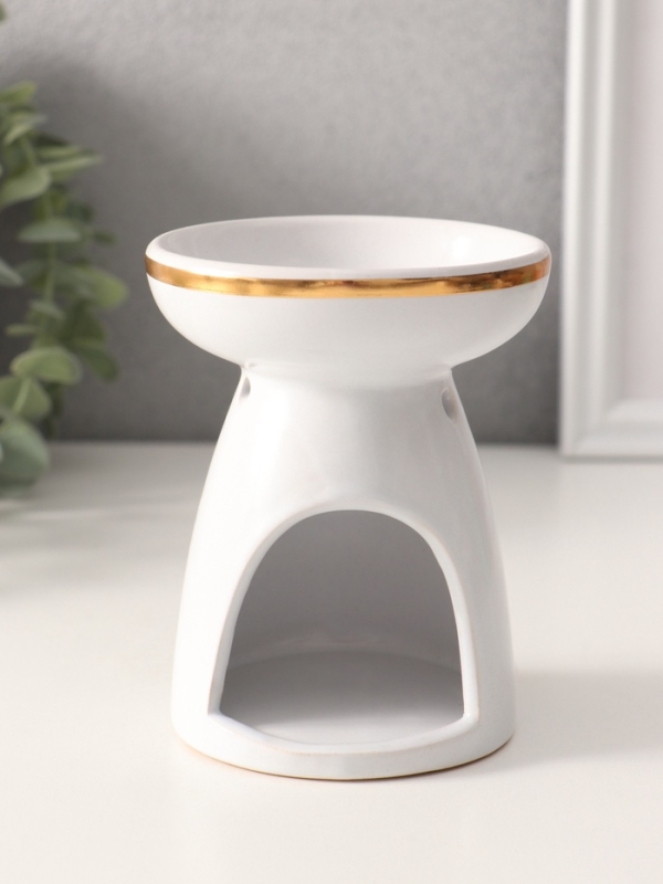 Аромалампа керамика "Древо жизни" белая с золотом 9,3х9,3х11,8 см