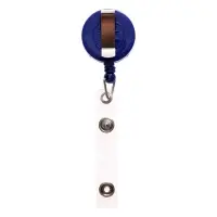 Держатель-рулетка для бейджей, 75 см, петелька, клип, синий