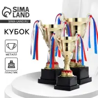 Кубок 185В, наградная фигура, золото, триколор, подставка пластик, 26 &times; 16 &times; 8,5 см.
