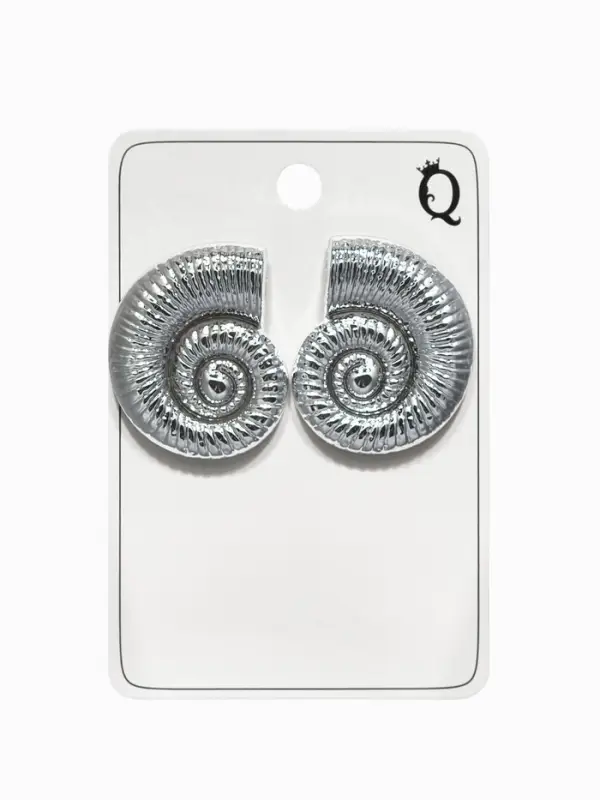 Серьги пластик &laquo;Ракушка&raquo; крупная, цвет серебро