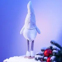 Фигура текстиль &laquo;Гном в белом&raquo; 55 см, 1 LED, от батареек AG13&times;3, свечение тёплое белое