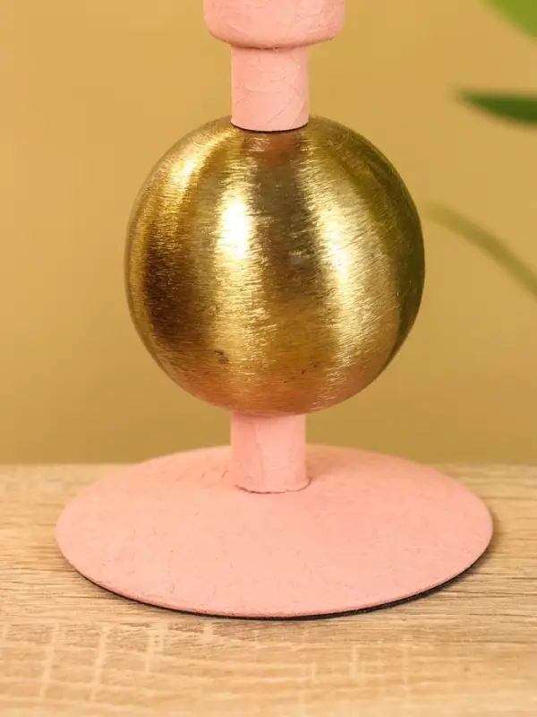 Подсвечник на 1 свечу текстурный "Пудровый" с 1 сферой 7,5х7,5х11,5 см