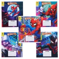 Тетрадь в линейку 18 листов, 5 видов МИКС, обложка мелованный картон, &laquo;Человек-паук&raquo;