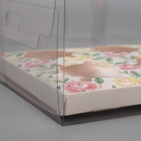 Коробка для капкейка, кондитерская упаковка, 6 ячеек &laquo;Розы&raquo;, 16 х 23 х 11.5 см