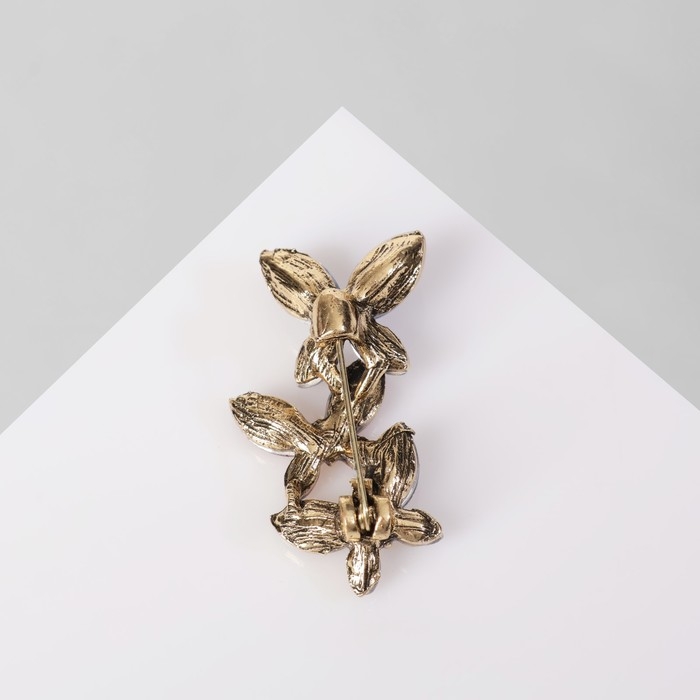 Брошь &laquo;Бабочки&raquo;, цветная в кофейном золоте