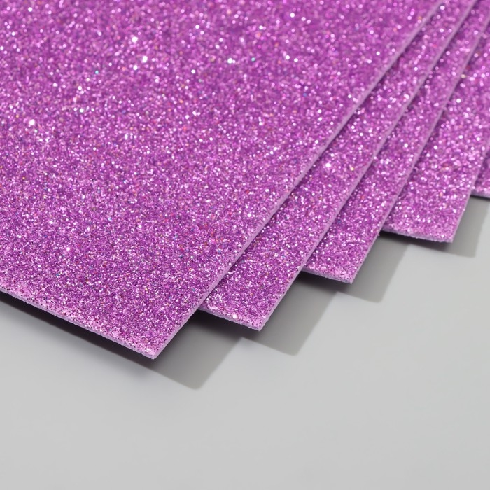 Набор глиттерного фоамирана (5 листов) 2 мм 20х30 см, сиреневый